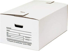 Made in USA - 1 Compartment, 15" Wide x 24" Deep, File Storage Boxes - Corrugated Cardboard, White - Industrial Tool & Supply