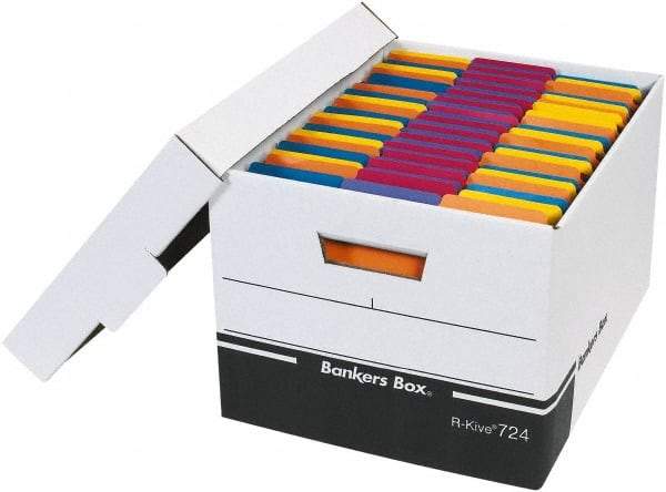 Made in USA - 1 Compartment, 12" Wide x 15" Deep, File Storage Boxes - Corrugated Cardboard, Black - Industrial Tool & Supply