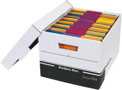 Made in USA - 1 Compartment, 12" Wide x 15" Deep, File Storage Boxes - Corrugated Cardboard, Black - Industrial Tool & Supply