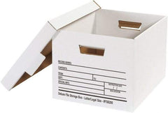 Made in USA - 1 Compartment, 12" Wide x 15" Deep, File Storage Boxes - Corrugated Cardboard, White - Industrial Tool & Supply