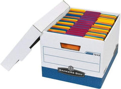 Made in USA - 1 Compartment, 12" Wide x 15" Deep, File Storage Boxes - Corrugated Cardboard, Blue - Industrial Tool & Supply