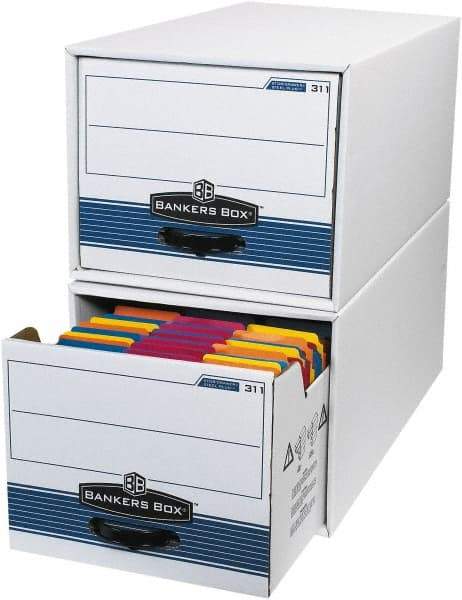 Made in USA - 1 Compartment, 12" Wide x 24" Deep, File Storage Boxes - Corrugated Cardboard, White - Industrial Tool & Supply