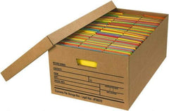 Made in USA - 1 Compartment, 15" Wide x 24" Deep, File Storage Boxes - Corrugated Cardboard, Kraft (Color) - Industrial Tool & Supply