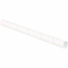 Made in USA - 1-1/2" Diam x 36" Long Round White Mailing Tubes - 1 Wall, White - Industrial Tool & Supply