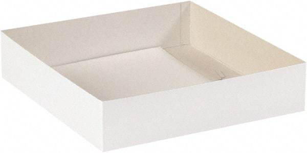 Made in USA - 14" Wide x 14" Long x 3" High Rectangle Chipboard Box - 1 Wall, White - Industrial Tool & Supply
