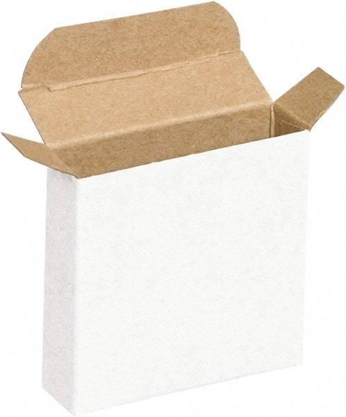 Made in USA - 1-3/16" Wide x 3-1/4" Long x 3-1/4" High Rectangle Chipboard Box - 1 Wall, White - Industrial Tool & Supply