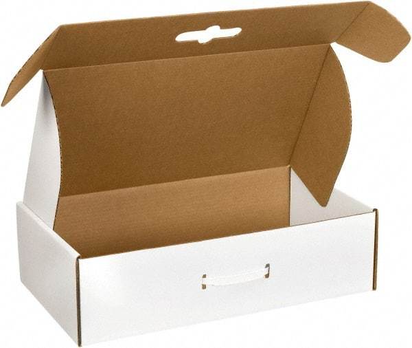Made in USA - 11-3/8" Wide x 18-1/4" Long x 4-1/2" High Rectangle Corrugated Shipping Box - 1 Wall, White - Industrial Tool & Supply
