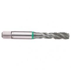 1-1/8-12 2B 4-Flute Cobalt Green Ring Semi-Bottoming 40 degree Spiral Flute Tap-TiCN - Industrial Tool & Supply