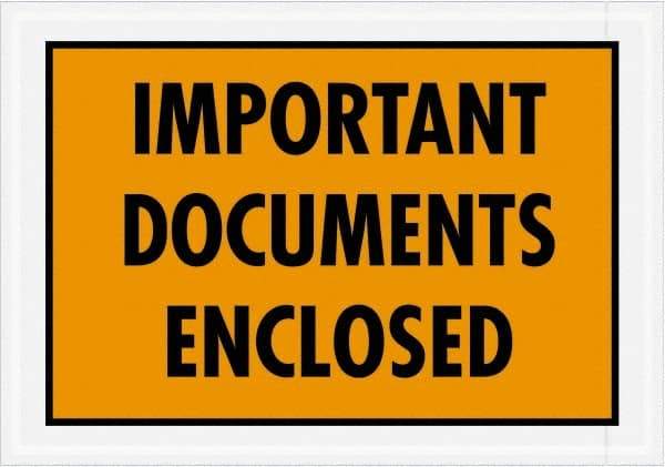 Value Collection - 1,000 Piece, 5-1/4" Long x 7-1/2" Wide, Packing List Envelope - Documents Enclosed, Orange - Industrial Tool & Supply