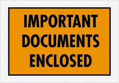 Value Collection - 1,000 Piece, 5-1/4" Long x 7-1/2" Wide, Packing List Envelope - Documents Enclosed, Orange - Industrial Tool & Supply