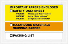 Value Collection - 1,000 Piece, 6-1/2" Long x 10" Wide, Packing List Envelope - Important Papers Enclosed, Yellow/Orange - Industrial Tool & Supply