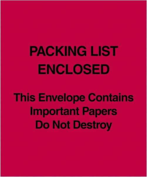 Value Collection - 1,000 Piece, 5" Long x 6" Wide, Packing List Envelope - Packing List Enclosed, Red - Industrial Tool & Supply