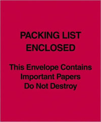 Value Collection - 1,000 Piece, 5" Long x 6" Wide, Packing List Envelope - Packing List Enclosed, Red - Industrial Tool & Supply