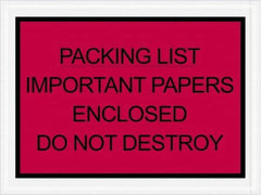 Value Collection - 1,000 Piece, 4-1/2" Long x 6" Wide, Packing List Envelope - Important Papers Enclosed, Red - Industrial Tool & Supply