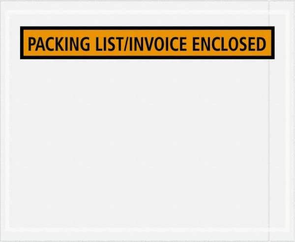 Value Collection - 1,000 Piece, 4-1/2" Long x 5-1/2" Wide, Packing List Envelope - Packing List/Invoice Enclosed, Orange - Industrial Tool & Supply