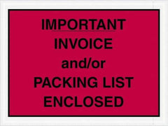 Value Collection - 1,000 Piece, 4-1/2" Long x 6" Wide, Packing List Envelope - Important Invoice and/or Packing List Enclosed, Red - Industrial Tool & Supply