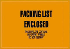 Value Collection - 1,000 Piece, 4-1/2" Long x 6" Wide, Packing List Envelope - Packing List Enclosed, Orange - Industrial Tool & Supply