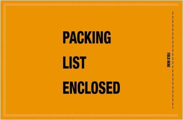 Value Collection - 1,000 Piece, 5-1/4" Long x 8" Wide, Packing List Envelope - Packing List Enclosed, Orange - Industrial Tool & Supply