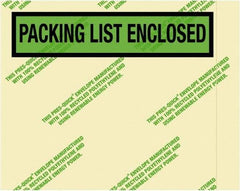 Value Collection - 1,000 Piece, 7" Long x 5-1/2" Wide, Packing List Envelope - Packing List Enclosed, Green - Industrial Tool & Supply