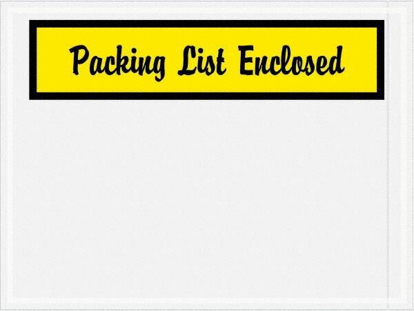 Value Collection - 1,000 Piece, 4-1/2" Long x 6" Wide, Packing List Envelope - Packing List Enclosed, Yellow - Industrial Tool & Supply