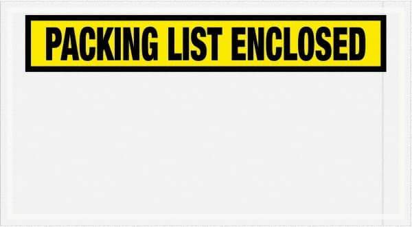 Value Collection - 1,000 Piece, 5-1/2" Long x 10" Wide, Packing List Envelope - Packing List Enclosed, Yellow - Industrial Tool & Supply