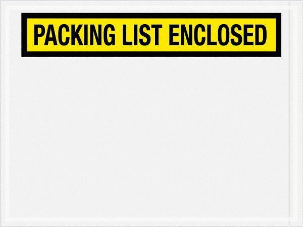 Value Collection - 1,000 Piece, 4-1/2" Long x 6" Wide, Packing List Envelope - Packing List Enclosed, Yellow - Industrial Tool & Supply