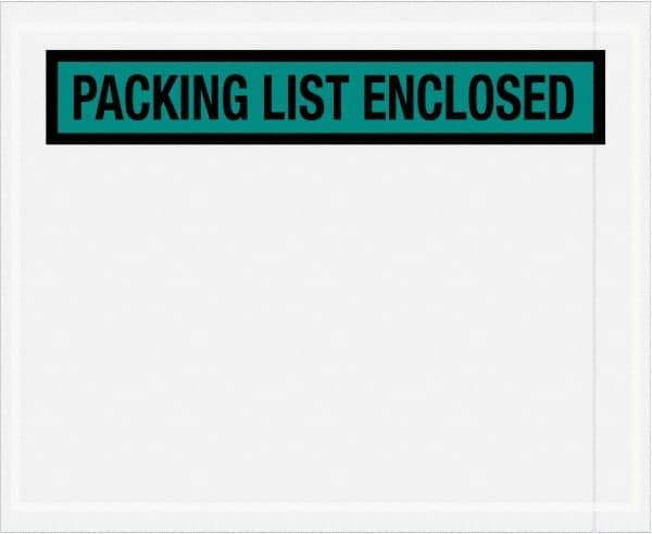 Value Collection - 1,000 Piece, 4-1/2" Long x 5-1/2" Wide, Packing List Envelope - Packing List Enclosed, Green - Industrial Tool & Supply