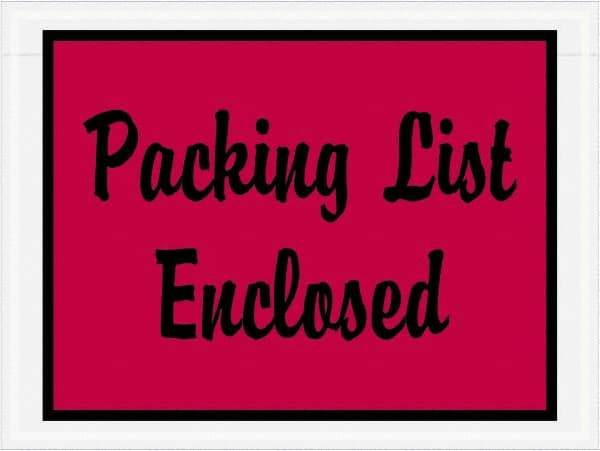 Value Collection - 1,000 Piece, 4-1/2" Long x 6" Wide, Packing List Envelope - Packing List Enclosed, Red - Industrial Tool & Supply