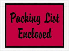 Value Collection - 1,000 Piece, 4-1/2" Long x 6" Wide, Packing List Envelope - Packing List Enclosed, Red - Industrial Tool & Supply