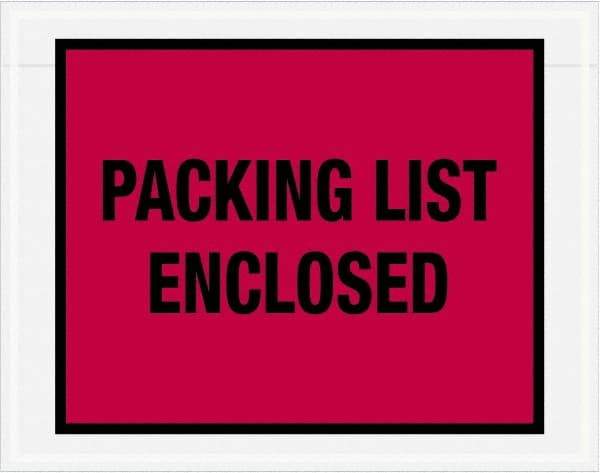 Value Collection - 1,000 Piece, 7" Long x 5-1/2" Wide, Packing List Envelope - Packing List Enclosed, Red - Industrial Tool & Supply