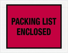 Value Collection - 1,000 Piece, 7" Long x 5-1/2" Wide, Packing List Envelope - Packing List Enclosed, Red - Industrial Tool & Supply