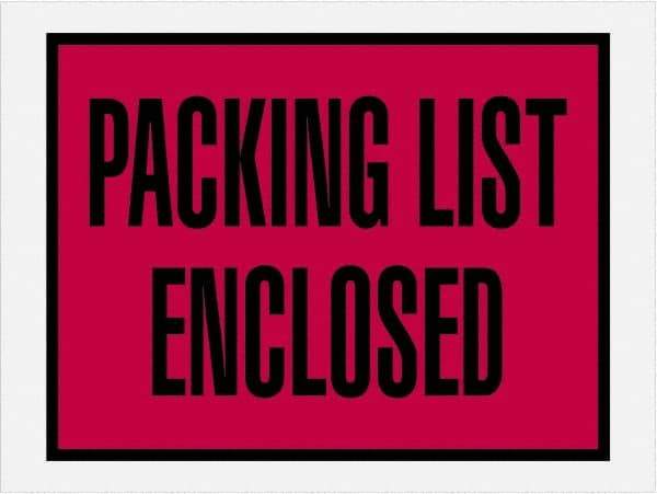 Value Collection - 1,000 Piece, 4-1/2" Long x 6" Wide, Packing List Envelope - Packing List Enclosed, Red - Industrial Tool & Supply