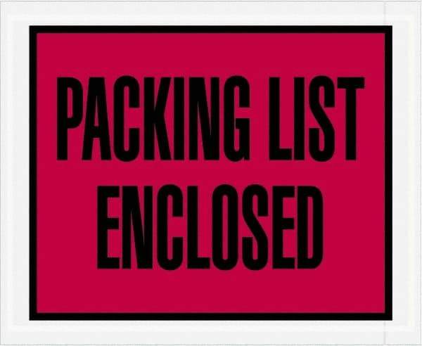 Value Collection - 1,000 Piece, 4-1/2" Long x 5-1/2" Wide, Packing List Envelope - Packing List Enclosed, Red - Industrial Tool & Supply