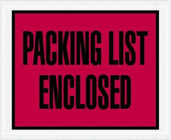 Value Collection - 1,000 Piece, 4-1/2" Long x 5-1/2" Wide, Packing List Envelope - Packing List Enclosed, Red - Industrial Tool & Supply