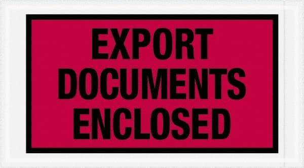 Value Collection - 1,000 Piece, 5-1/2" Long x 10" Wide, Packing List Envelope - Export Documents Enclosed, Red - Industrial Tool & Supply
