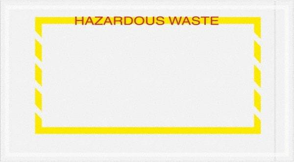 Value Collection - 1,000 Piece, 5-1/2" Long x 10" Wide, Packing List Envelope - Hazardous Waste, Yellow - Industrial Tool & Supply