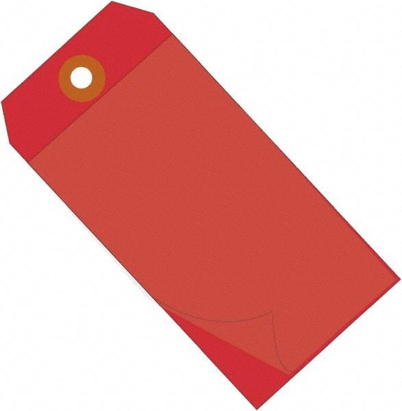 Made in USA - 6-1/4" High x 3-1/8" Long, Safety & Facility Blank Tag - Red Vinyl - Industrial Tool & Supply