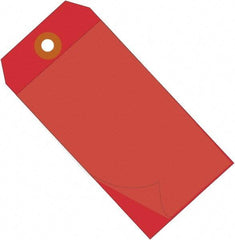 Made in USA - 4-3/4" High x 2-3/8" Long, Safety & Facility Blank Tag - Red Vinyl - Industrial Tool & Supply