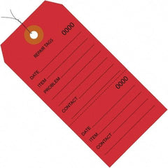 Made in USA - 6-1/4" High x 3-1/8" Long, Repair, English Safety & Facility Inspection Tag - Red Cardstock - Industrial Tool & Supply