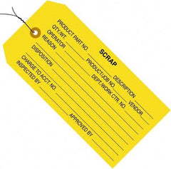 Made in USA - 4-3/4" High x 2-3/8" Long, Scrap, English Safety & Facility Inspection Tag - Yellow Cardstock - Industrial Tool & Supply
