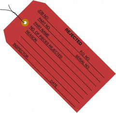 Made in USA - 4-3/4" High x 2-3/8" Long, REJECTED, English Safety & Facility Inspection Tag - Red Cardstock - Industrial Tool & Supply