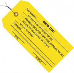 Made in USA - 4-3/4" High x 2-3/8" Long, ACCEPTED, English Safety & Facility Inspection Tag - Yellow Cardstock - Industrial Tool & Supply