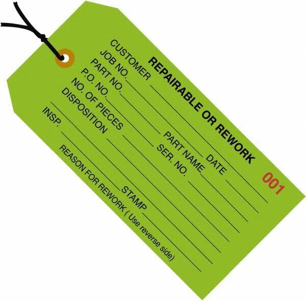 Made in USA - 4-3/4" High x 2-3/8" Long, Safety & Facility Blank Tag - Green Cardstock - Industrial Tool & Supply