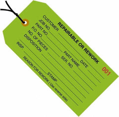 Made in USA - 4-3/4" High x 2-3/8" Long, Safety & Facility Blank Tag - Green Cardstock - Industrial Tool & Supply