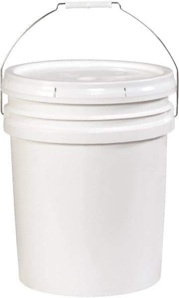 Made in USA - 5 Gal White Cylinder Metal Pail - 13-3/8" High - Industrial Tool & Supply