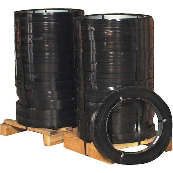 Made in USA - 760' Long x 1-1/4" Wide, Ribbon Wound Coil Steel Strapping - 5,500 Lb Capacity, 0.031" Thick - Industrial Tool & Supply