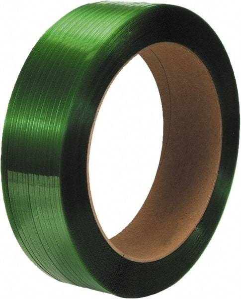 Made in USA - 7,200' Long x 1/2" Wide, Coil Case Polyester Hand Strapping - 600 Lb Capacity, 0.02" Thick - Industrial Tool & Supply