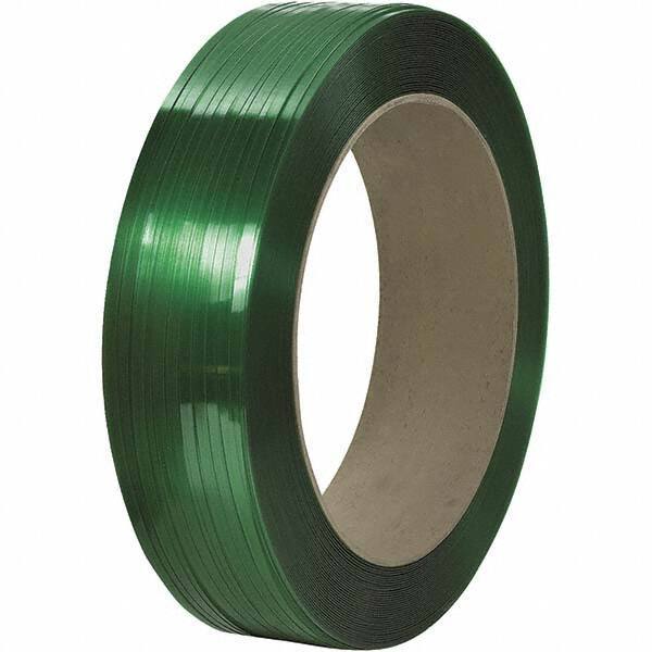 Made in USA - 9,000' Long x 1/2" Wide, Coil Case Polyester Hand Strapping - 600 Lb Capacity, 0.021" Thick - Industrial Tool & Supply