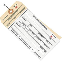 Made in USA - 6-1/4" High x 3-1/8" Long, Inventory, English Safety & Facility Numbered Tag - White & Manila Cardstock - Industrial Tool & Supply