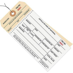 Made in USA - 6-1/4" High x 3-1/8" Long, Inventory, English Safety & Facility Numbered Tag - White & Manila Cardstock - Industrial Tool & Supply